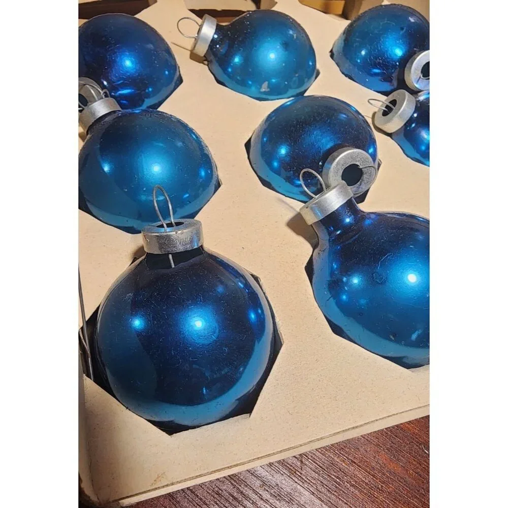 Vintage Essex Franke Glass Ball Christmas Ornaments in Box Only 9 Balls